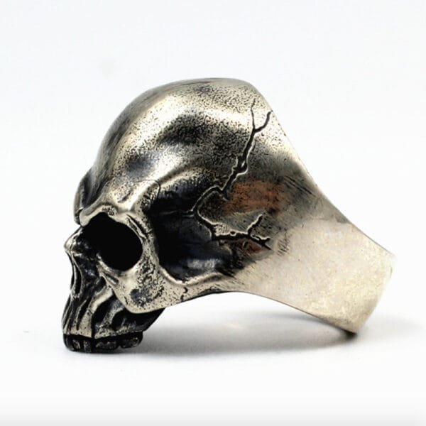 Men's Sterling Silver Biker Skull Ring - Image 4