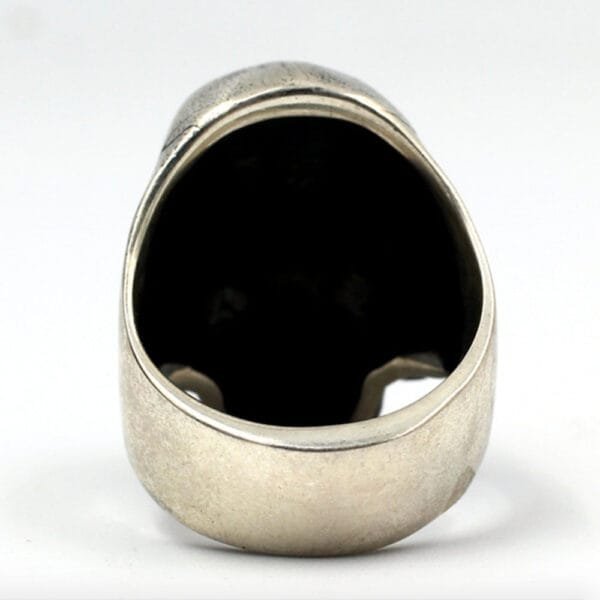 Men's Sterling Silver Biker Skull Ring - Image 7