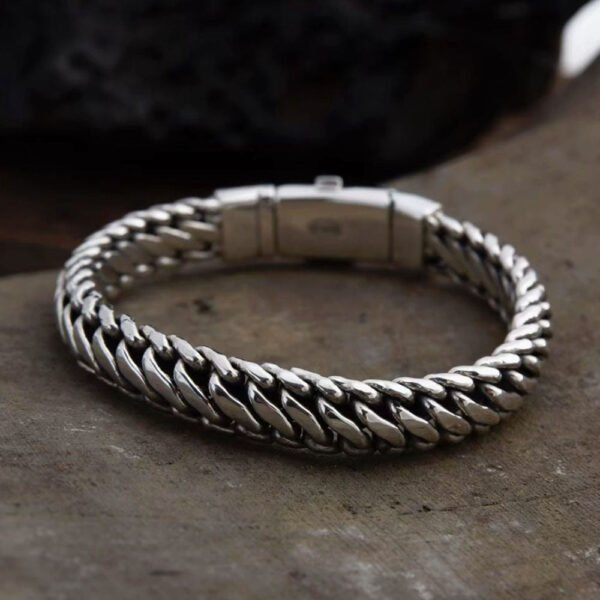 Men's Sterling Silver Braided Chain Bracelet - Image 4