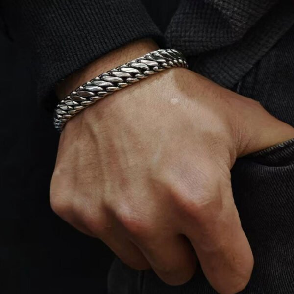 Men's Sterling Silver Braided Chain Bracelet - Image 6
