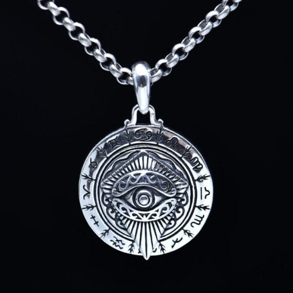 Men's Sterling Silver Eye of Horus Roulette Necklace - Image 4