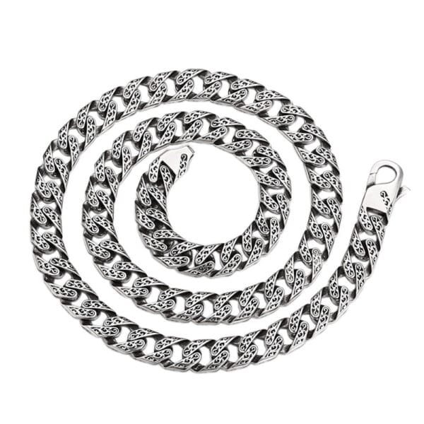 Men's Sterling Silver Ivy Pattern Cuban Link Chain - Image 6