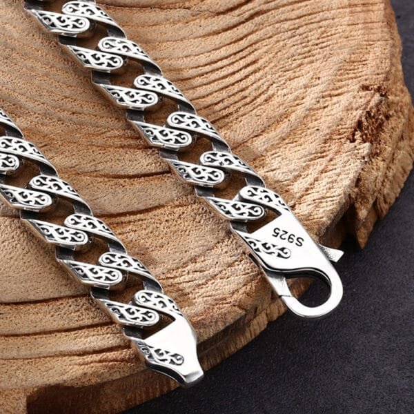 Men's Sterling Silver Ivy Pattern Cuban Link Chain - Image 7