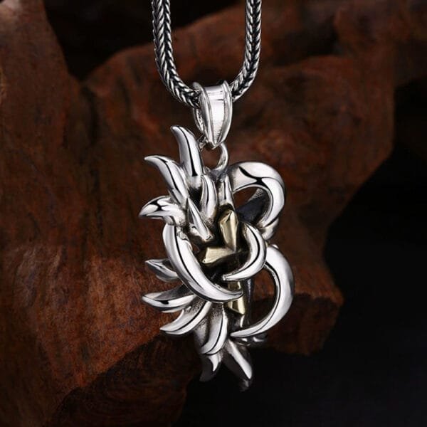 Men's Sterling Silver Thorns Tangled Cross Necklace - Image 4