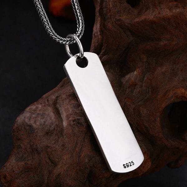 Men's Sterling Silver Vajra Ivy Tag Necklace - Image 4