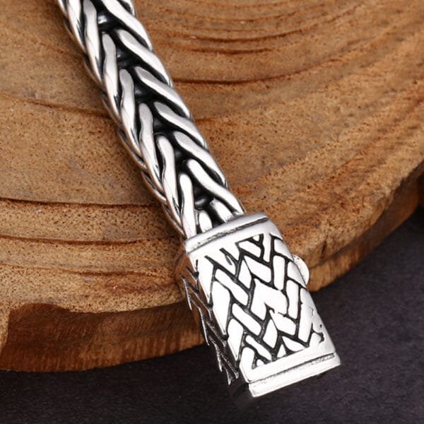 Sterling Silver Braided Chain Bracelet for Men - Image 3