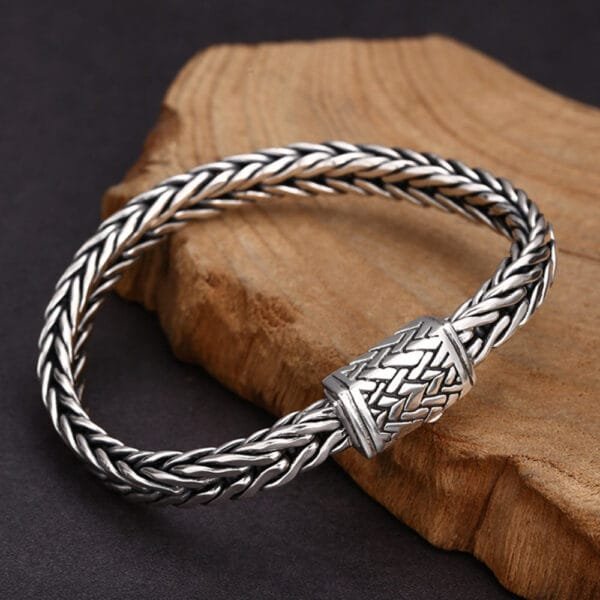 Sterling Silver Braided Chain Bracelet for Men - Image 2