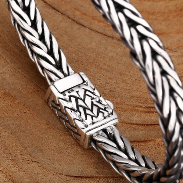 Sterling Silver Braided Chain Bracelet for Men - Image 4