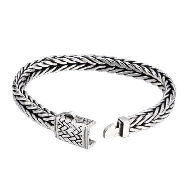 Sterling Silver Braided Chain Bracelet for Men - Image 5