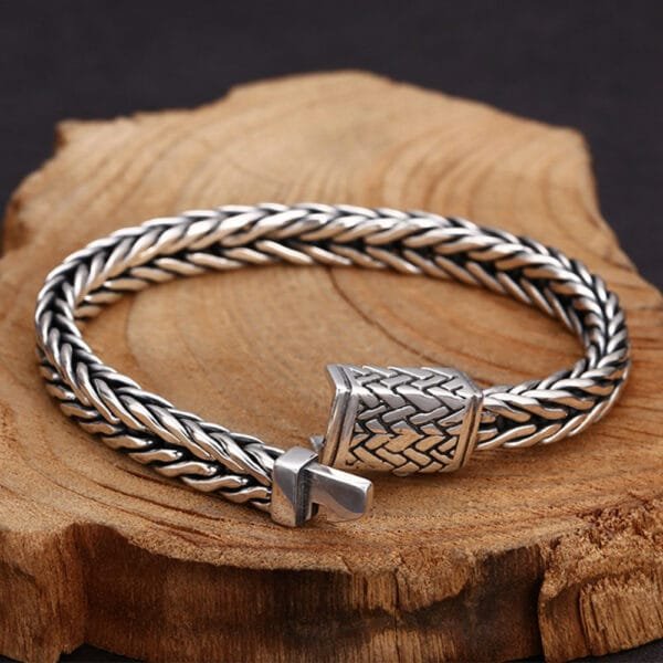 Sterling Silver Braided Chain Bracelet for Men - Image 6
