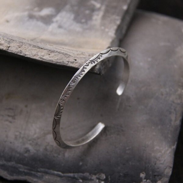 Sterling Silver Carved Cuff Bracelet - Image 2