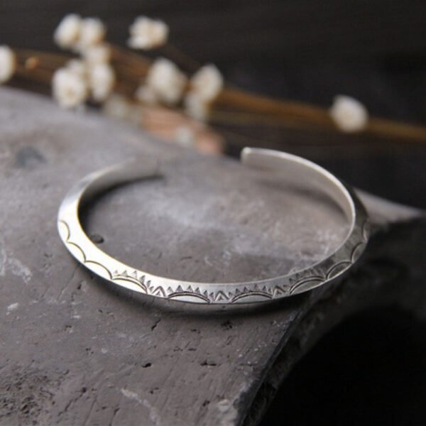 Sterling Silver Carved Cuff Bracelet - Image 4