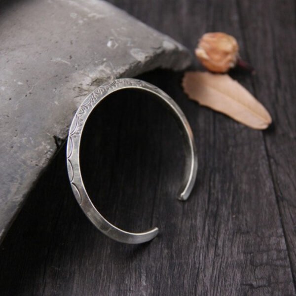 Sterling Silver Carved Cuff Bracelet - Image 5