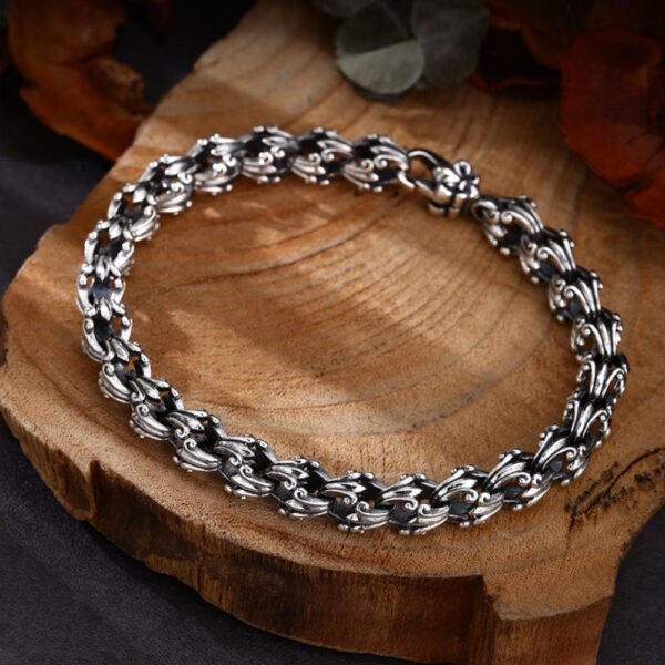 Sterling Silver Fleur de Lis Bracelet for Men - Image 3