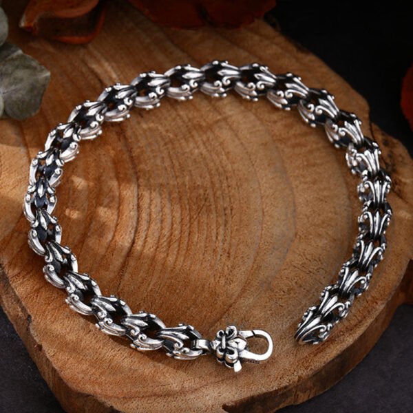 Sterling Silver Fleur de Lis Bracelet for Men - Image 4
