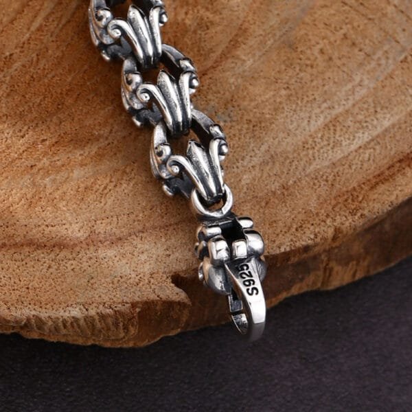 Sterling Silver Fleur de Lis Bracelet for Men - Image 8