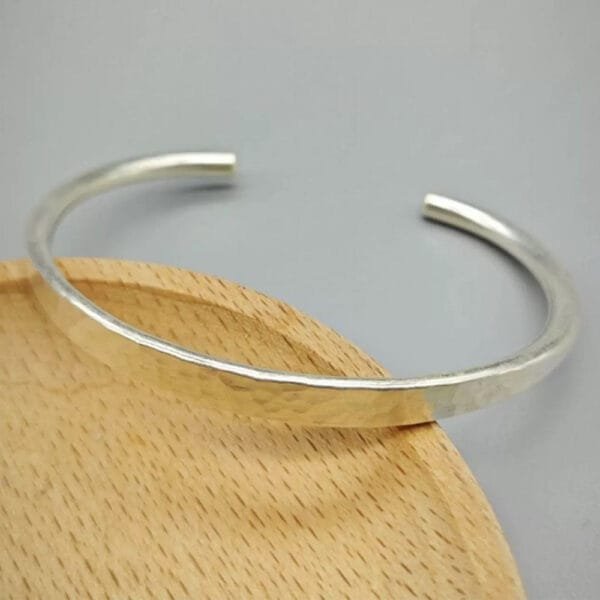 Sterling Silver Hammered Cuff Bracelet - Image 3