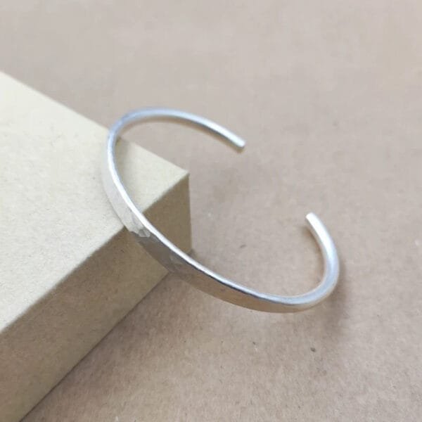 Sterling Silver Hammered Cuff Bracelet - Image 4