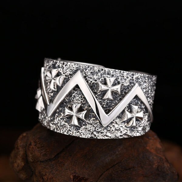 Sterling Silver Iron Crosses Ring for Men - Image 3