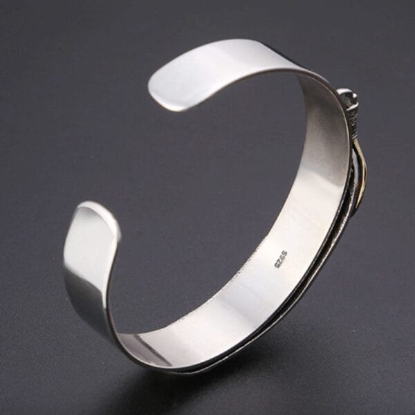 Sterling Silver Turquoise Feather Cuff Bracelet - Image 6