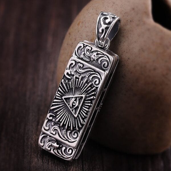 Sterling Silver All-Seeing Eye Harmonica Necklace - Image 3