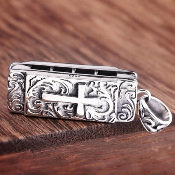 Sterling Silver All-Seeing Eye Harmonica Necklace - Image 6