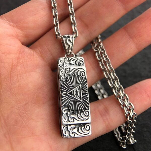 Sterling Silver All-Seeing Eye Harmonica Necklace - Image 7
