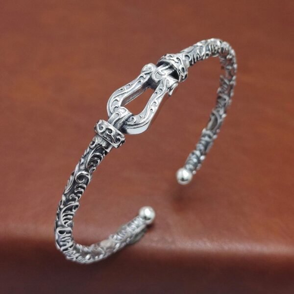 Sterling Silver Belt Buckle Cuff Bracelet - Image 2