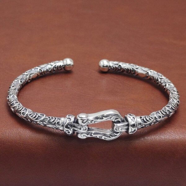 Sterling Silver Belt Buckle Cuff Bracelet - Image 3