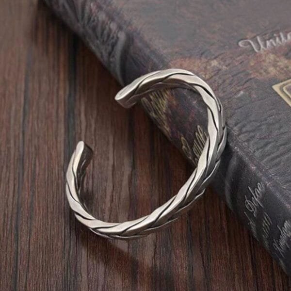 Sterling Silver Braided Cuff Bracelet for Men - Image 3