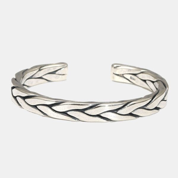 Sterling Silver Braided Cuff Bracelet for Men - Image 4