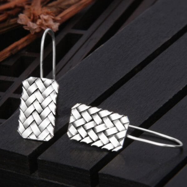 Women's Sterling Silver Braided Drop Earrings - Image 2