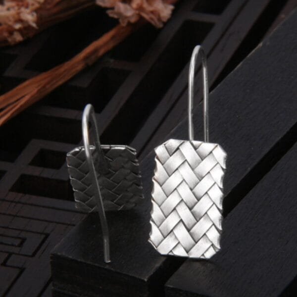Women's Sterling Silver Braided Drop Earrings - Image 3