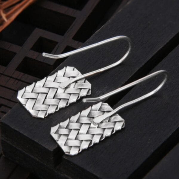 Women's Sterling Silver Braided Drop Earrings - Image 4