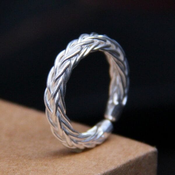 Stylish Sterling Silver Braided Pinky Ring