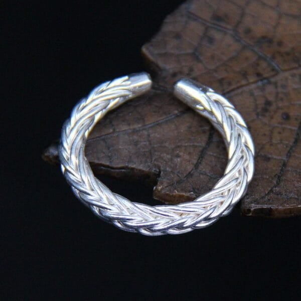 Stylish Sterling Silver Braided Pinky Ring - Image 2