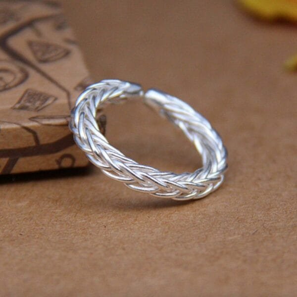 Stylish Sterling Silver Braided Pinky Ring - Image 4