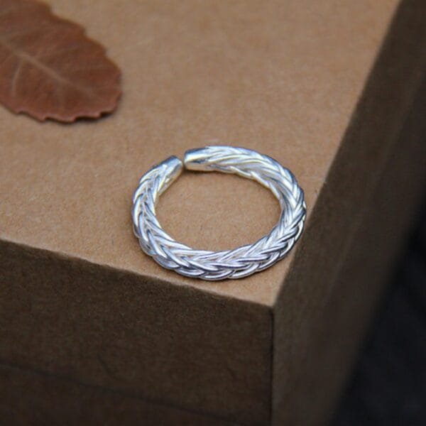 Stylish Sterling Silver Braided Pinky Ring - Image 5