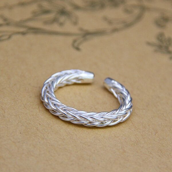 Stylish Sterling Silver Braided Pinky Ring - Image 6