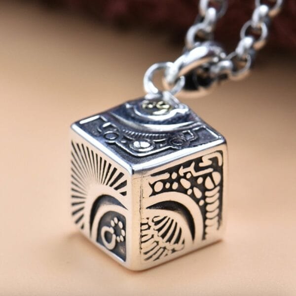 Sterling Silver Eye of Horus Dice Necklace - Image 3