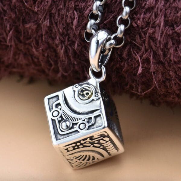 Sterling Silver Eye of Horus Dice Necklace - Image 4