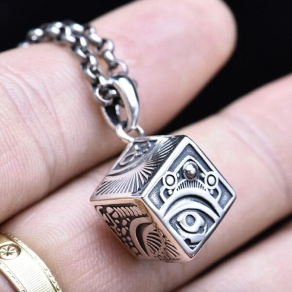 Sterling Silver Eye of Horus Dice Necklace - Image 5