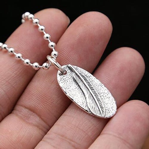 Sterling Silver Feather Tag Necklace - Image 4