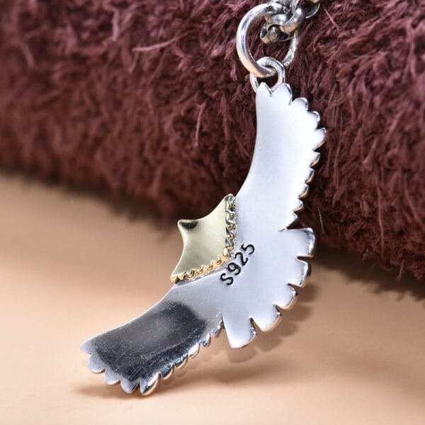 Sterling Silver Flying Eagle Pendant Necklace - Image 2