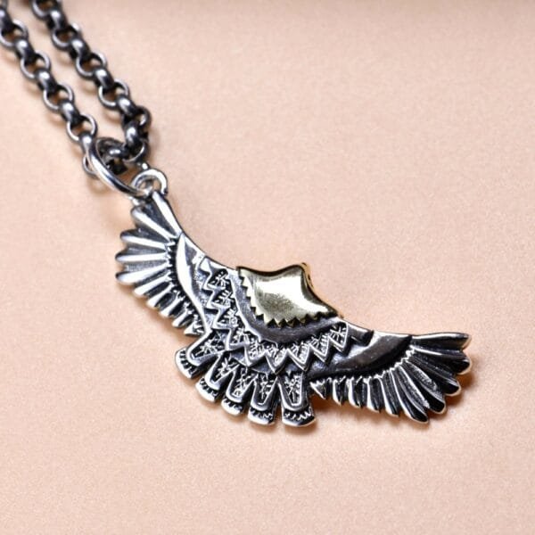 Sterling Silver Flying Eagle Pendant Necklace - Image 4
