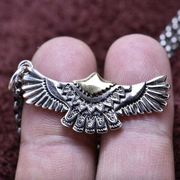 Sterling Silver Flying Eagle Pendant Necklace - Image 5