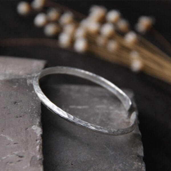 Sterling Silver Hammered Cuff Bracelet - Image 2