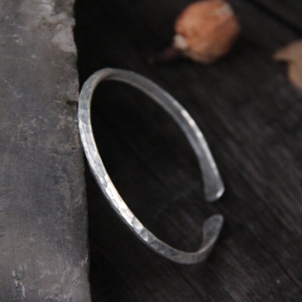 Sterling Silver Hammered Cuff Bracelet - Image 3