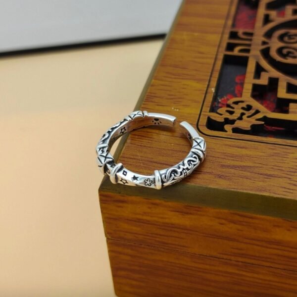 Sterling Silver Ivy Pattern Twisted Pinky Ring - Image 3