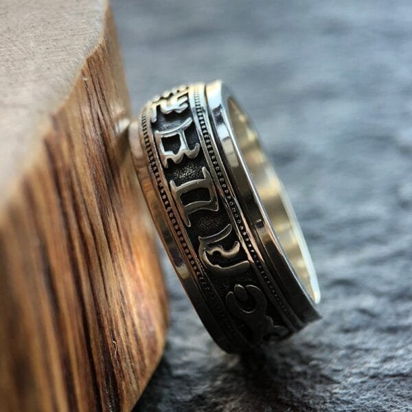 Men's Sterling Silver Six True Words Mantra Spinner Ring - Image 2